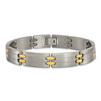 Brushed & Polished Bracelet in Titanium with Yellow IP Plating