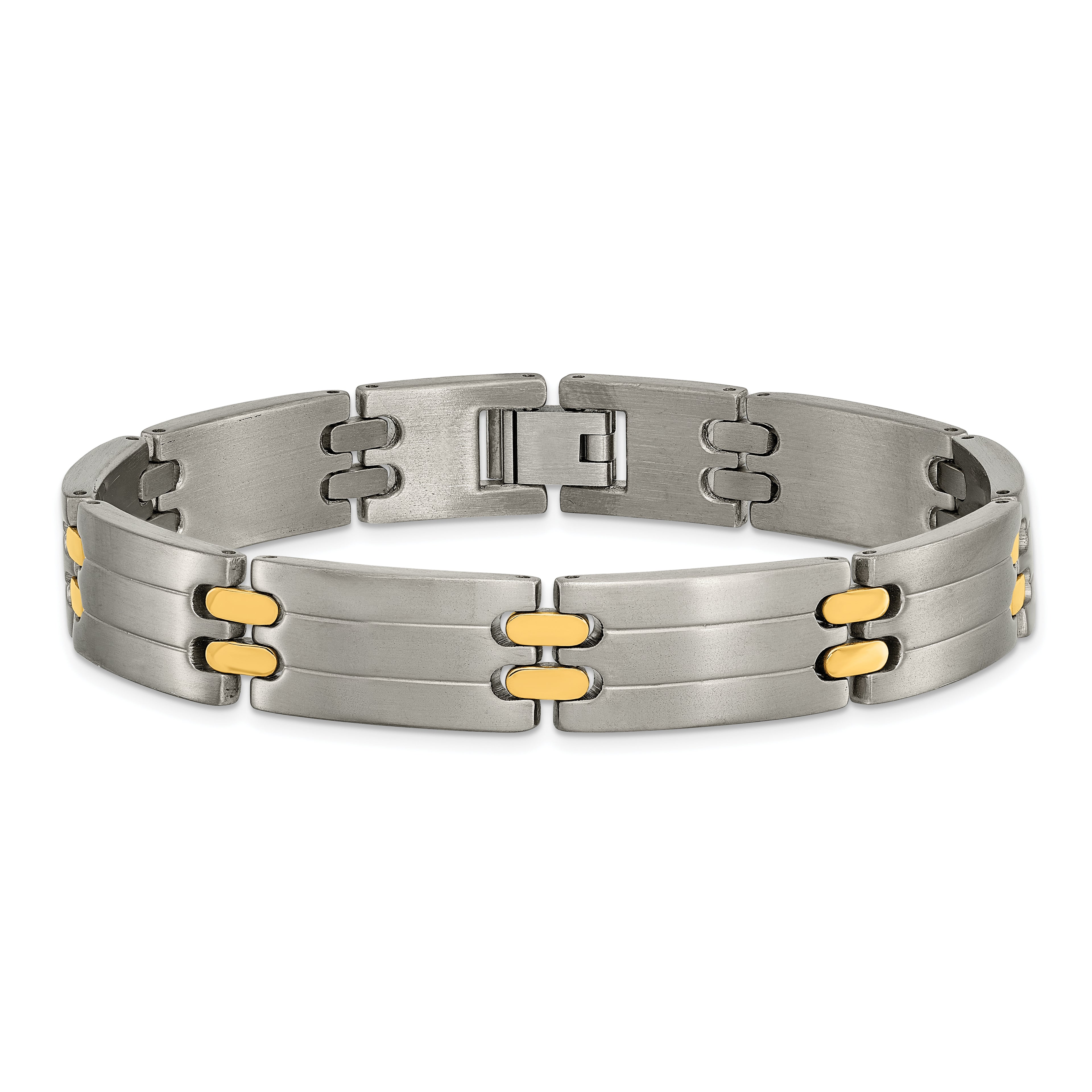 Brushed & Polished Bracelet in Titanium with Yellow IP Plating