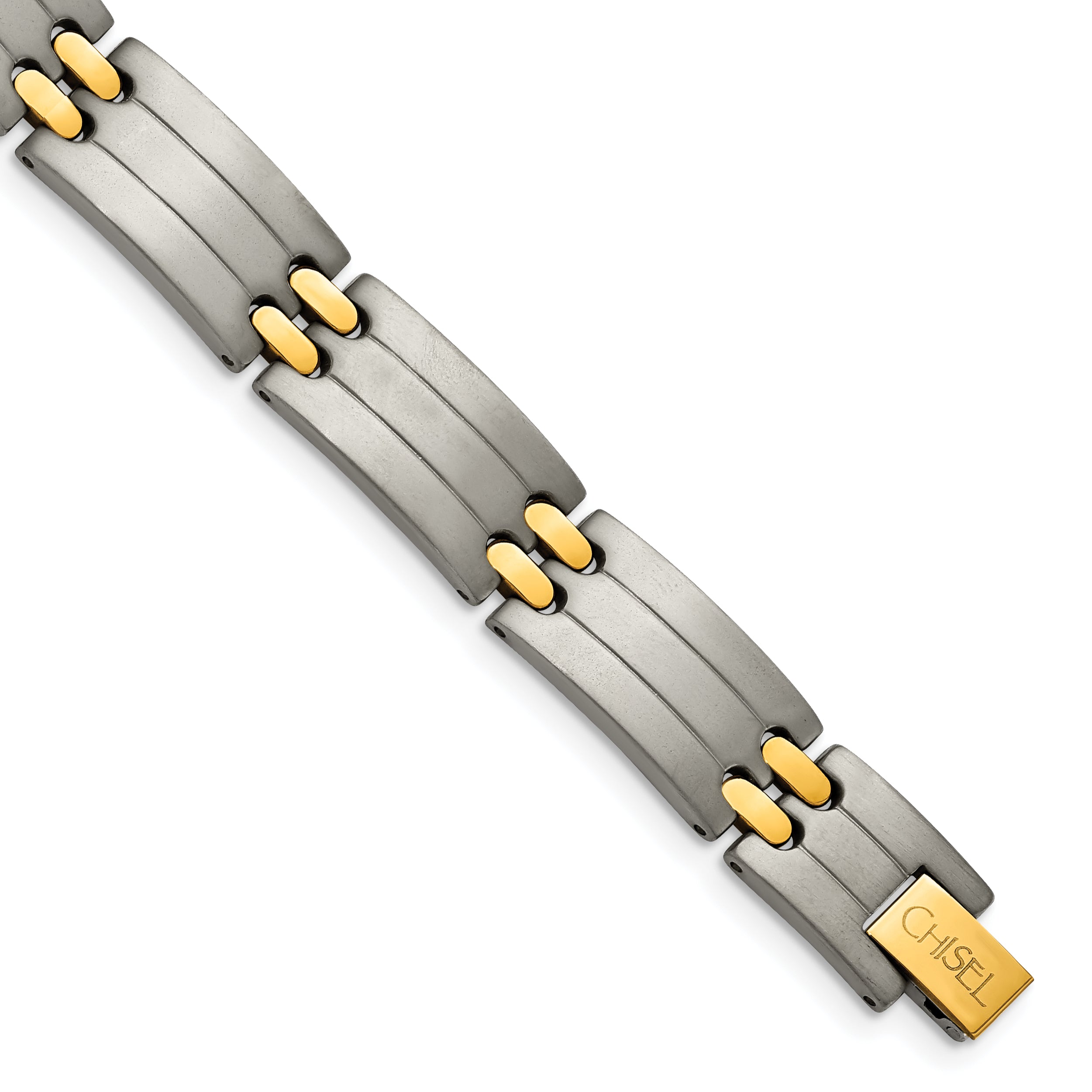 Chisel Titanium Brushed and Polished Yellow IP-Plated 8.5 inch Bracelet Main image