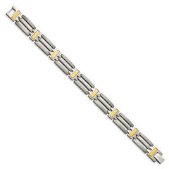 Chisel Titanium Brushed and Polished Yellow IP-Plated 8.5 inch Bracelet
