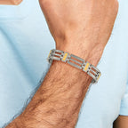Two-Tone Bracelet in Titanium with Yellow IP Plating, 11mm