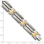 Two-Tone Bracelet in Titanium with Yellow IP Plating, 11mm