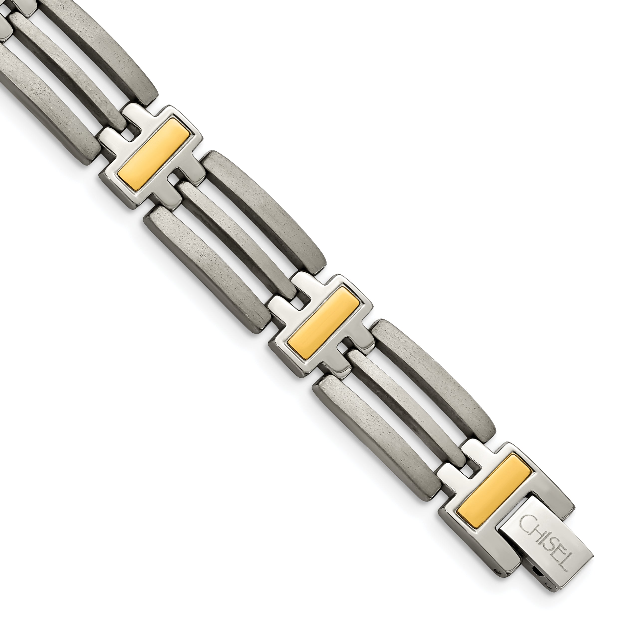 Chisel Titanium Brushed and Polished Yellow IP-Plated 8.5 inch Bracelet Main image