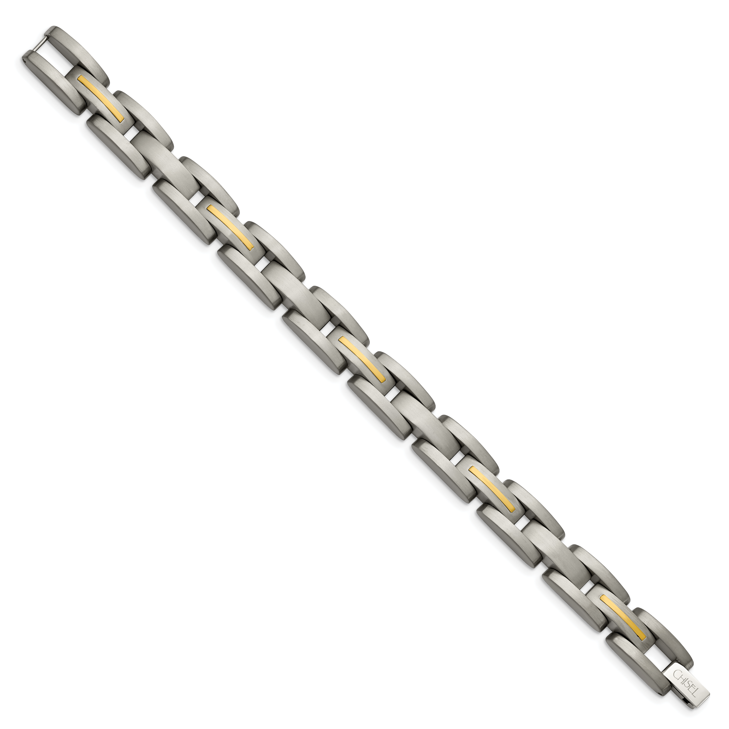 Inlay Bracelet in Titanium & 14K Gold, Brushed Finish