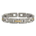 Inlay Bracelet in Titanium & 14K Gold, Brushed Finish