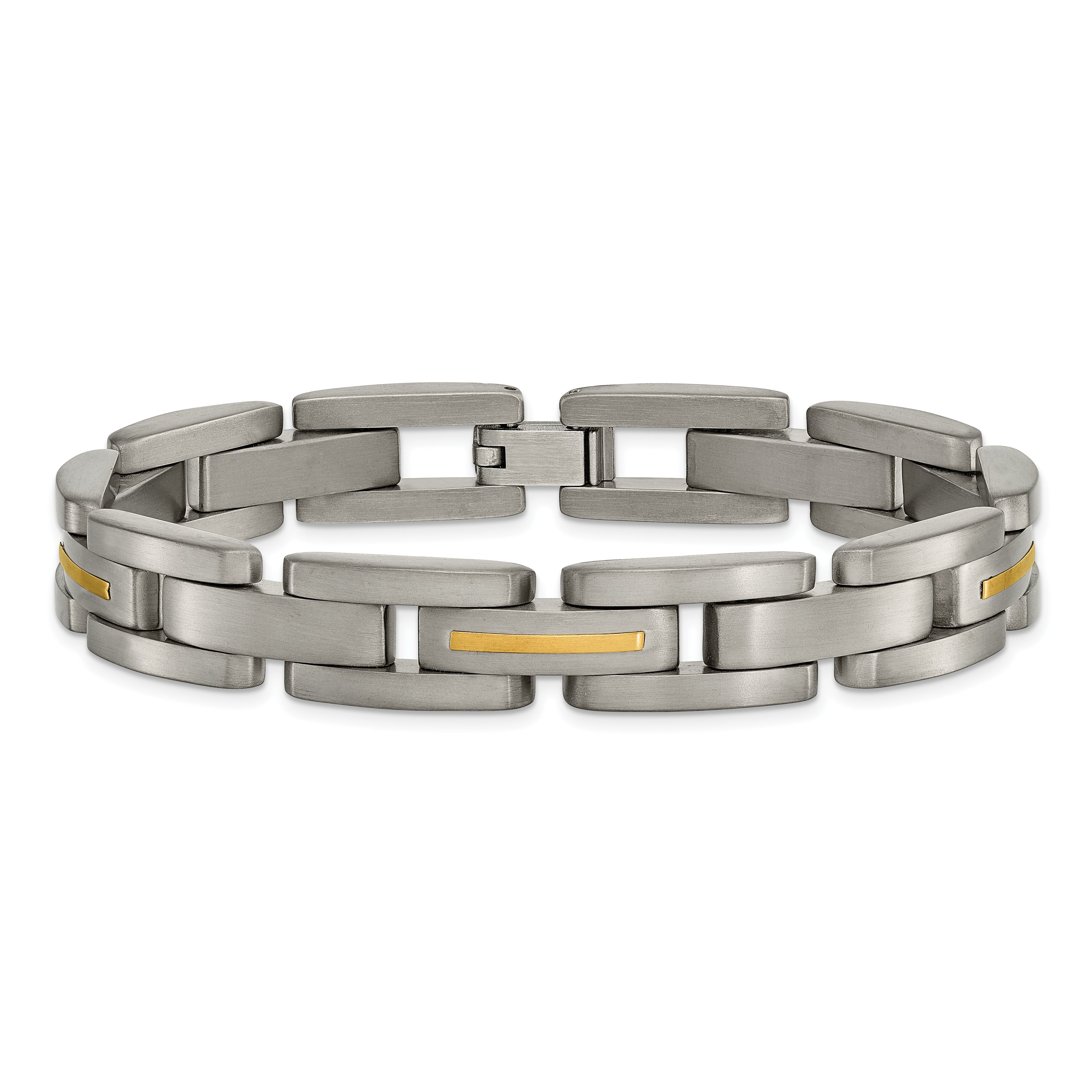 Inlay Bracelet in Titanium & 14K Gold, Brushed Finish