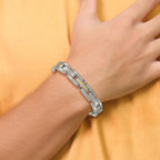 Inlay Bracelet in Titanium & 14K Gold, Brushed Finish