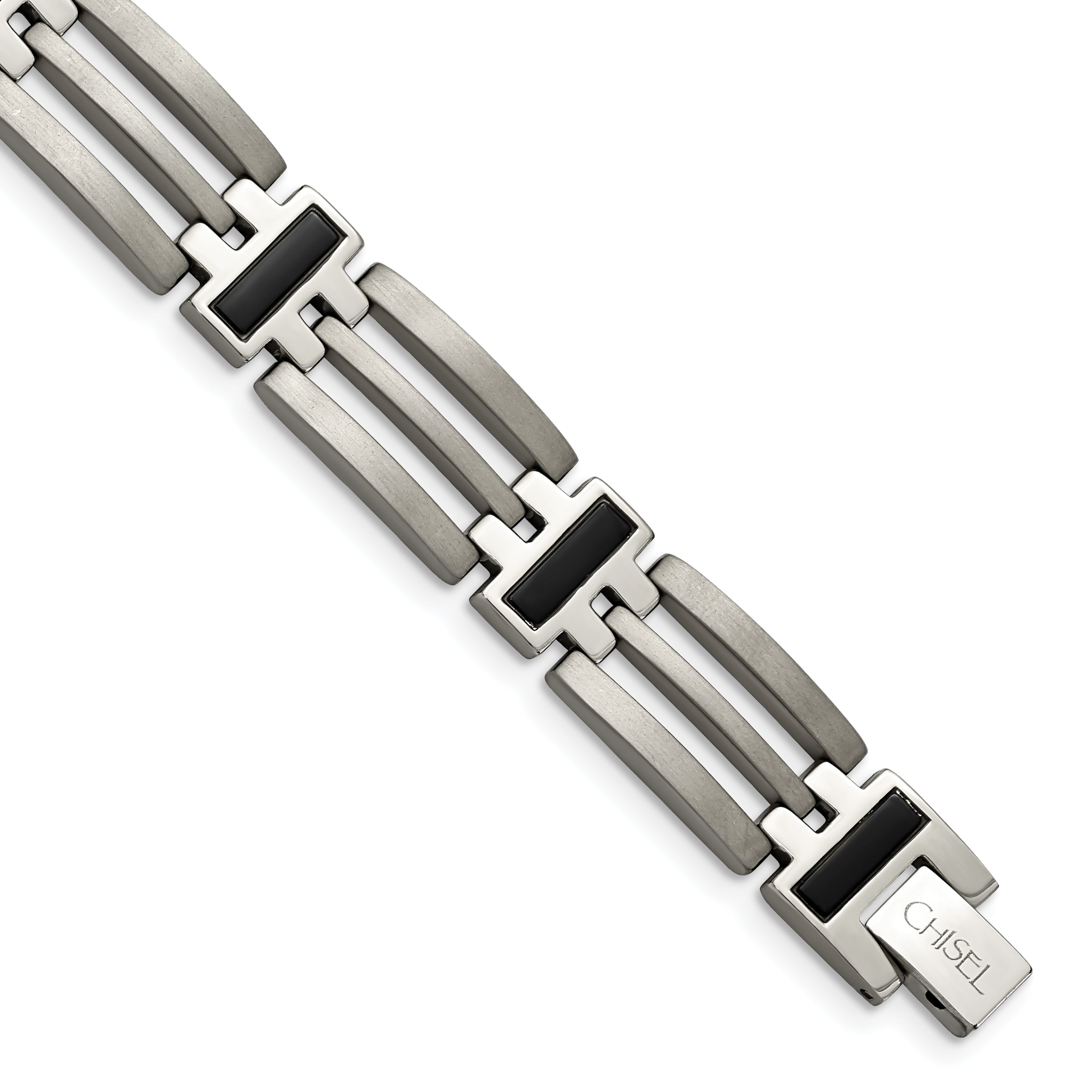 Chisel Titanium Brushed and Polished Black IP-plated 8.5 inch Bracelet Main image