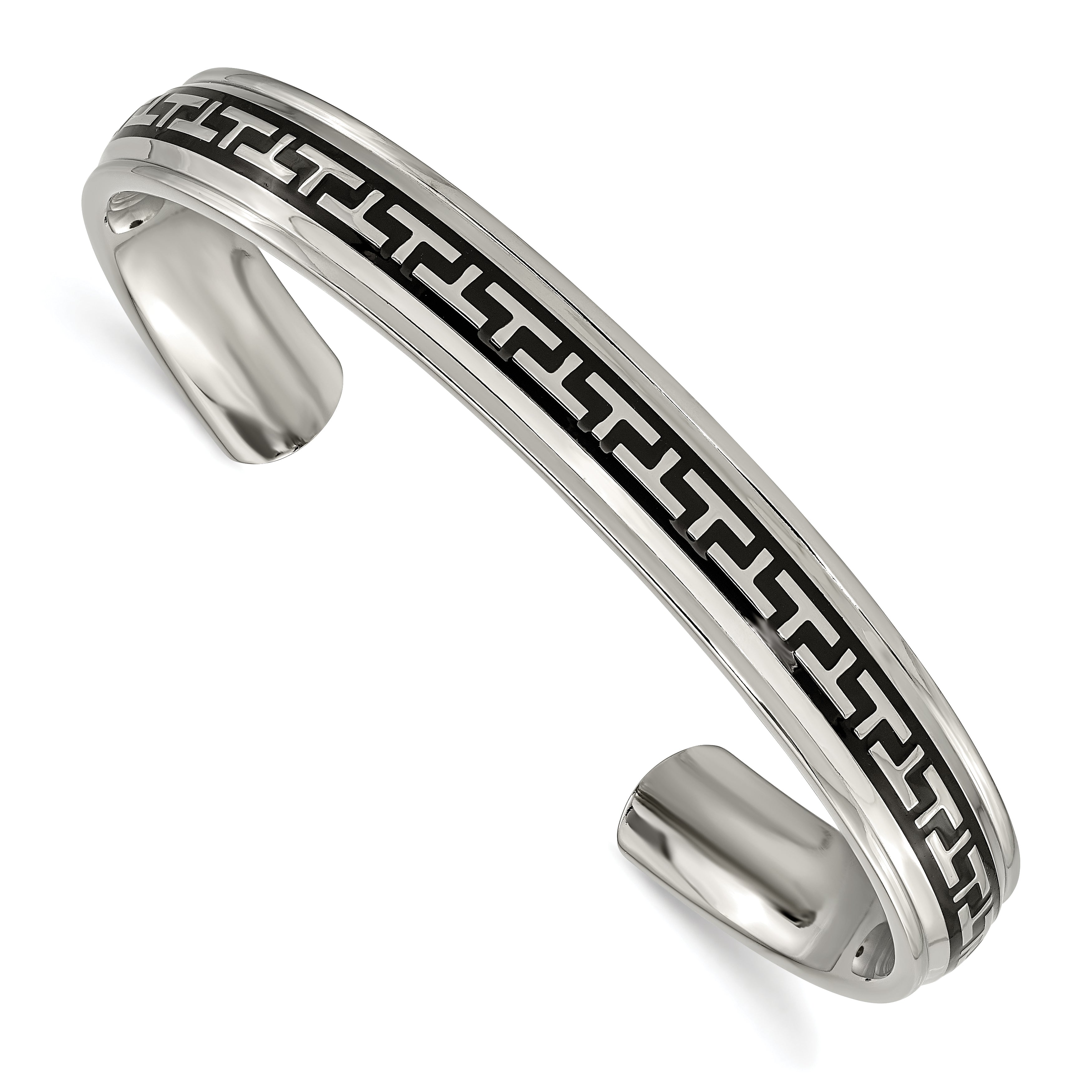 Chisel Titanium Polished with Black Rubber Design Cuff Bangle Main image