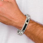 Chisel Titanium with 14K Gold Brushed and Polished with Black Onyx .05 carat Diamond 8.75 inch Bracelet