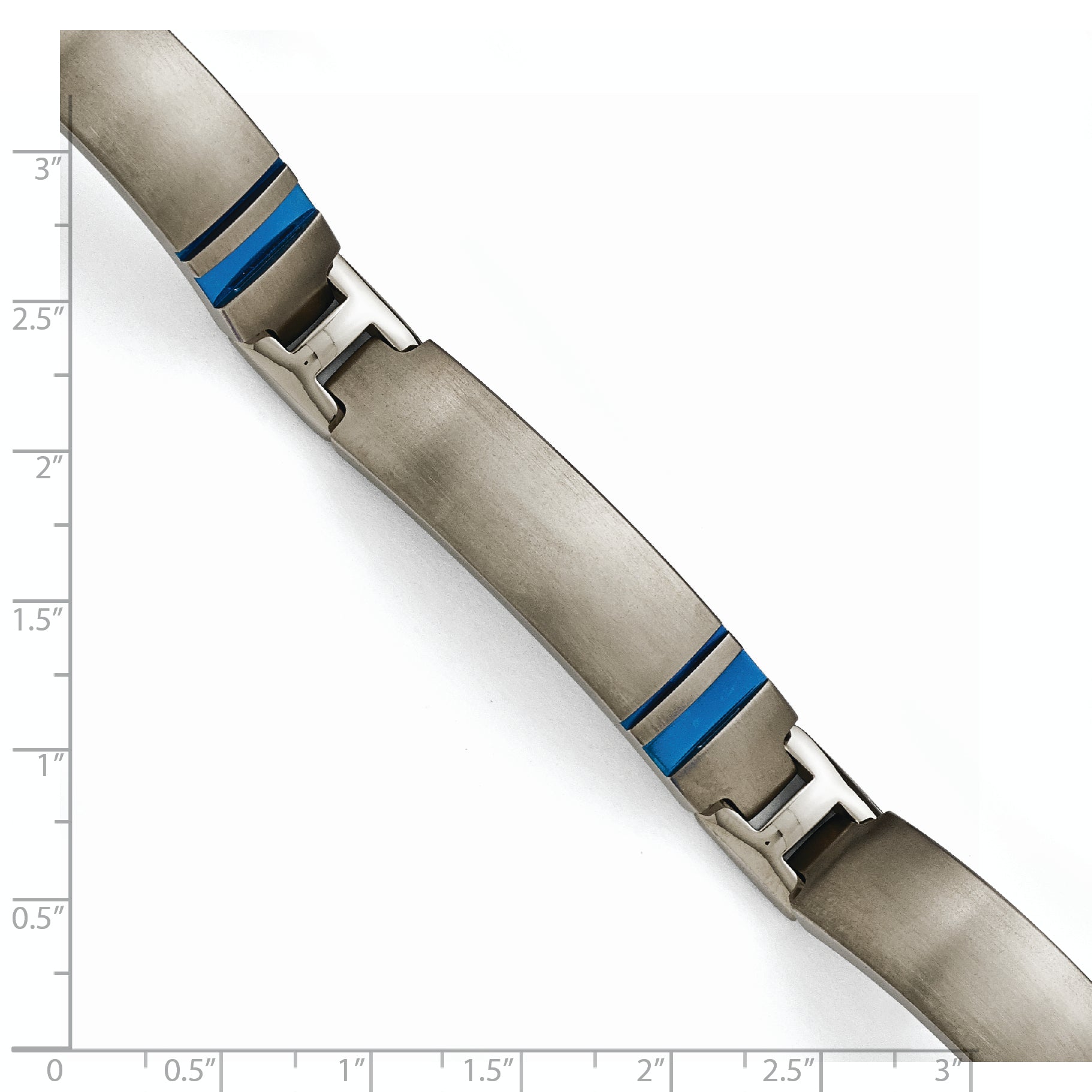 Titanium Grey Ti Brushed/Polished Blue Anodized Link Bracelet