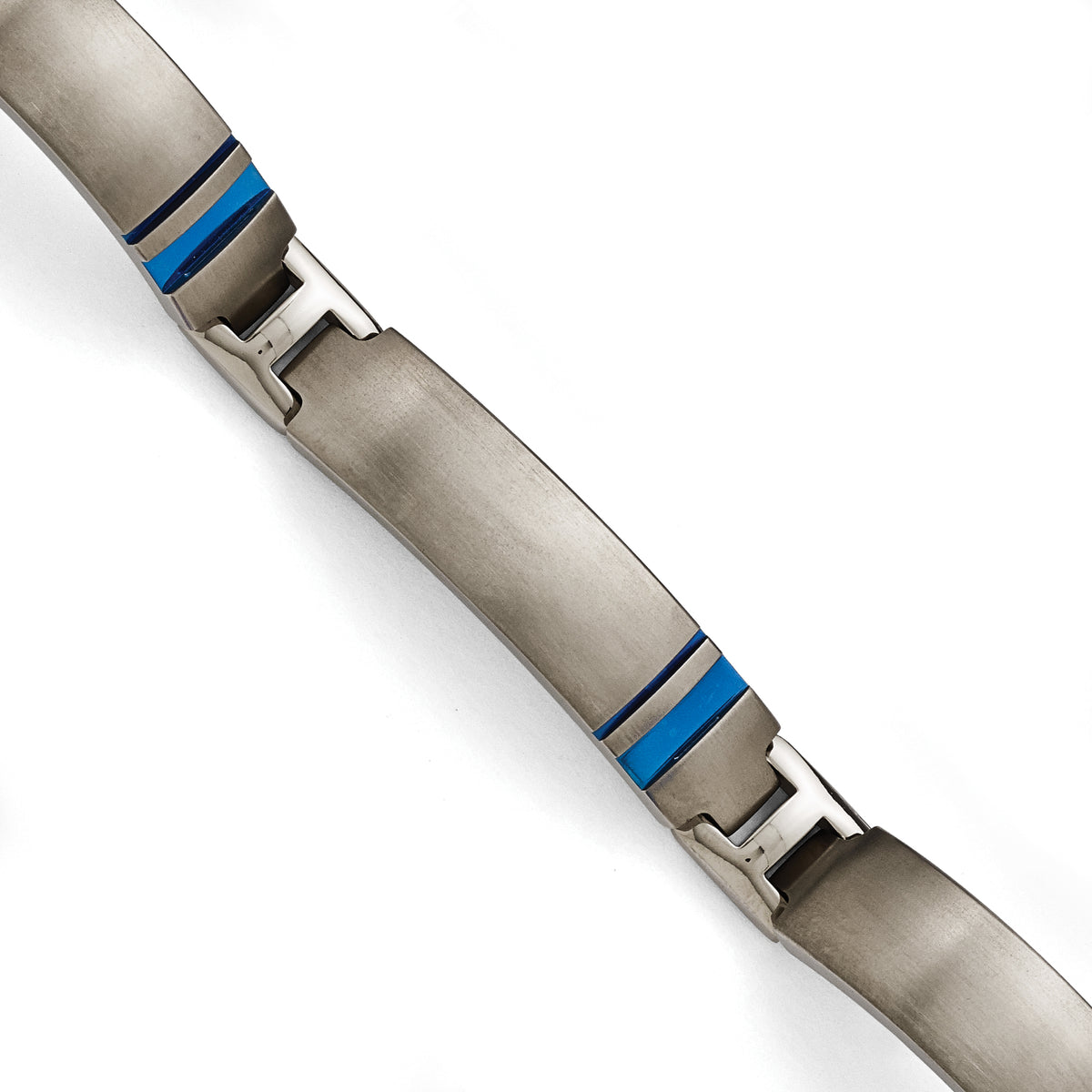Titanium Grey Ti Brushed/Polished Blue Anodized Link Bracelet