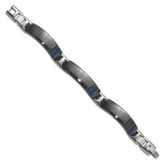 Titanium Black Ti Polished Blue Annodized Bracelet