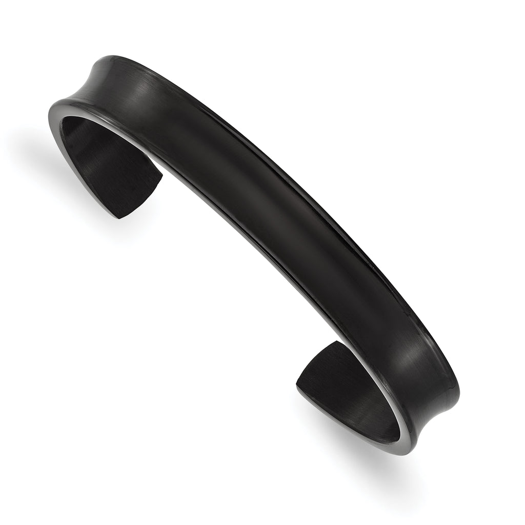 Chisel Titanium Brushed with Polished Edge Black IP-plated 10mm Cuff Bangle
