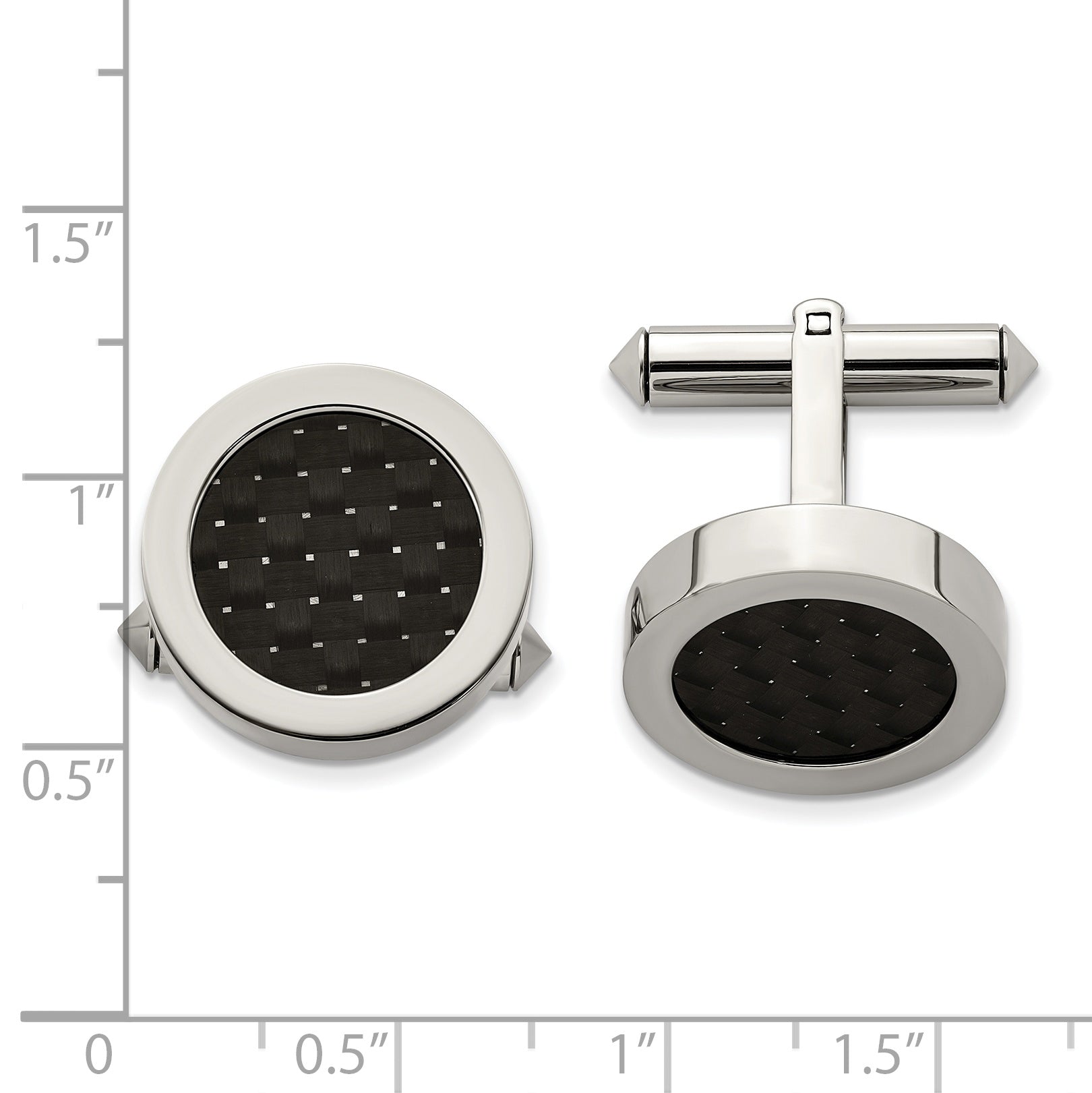 Chsisel Titanium Polished with Black Carbon Fiber Inlay Cuff Links