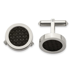 Chsisel Titanium Polished with Black Carbon Fiber Inlay Cuff Links