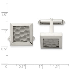 Titanium Hammered Cuff Links with Polished Finish | Gift Boxed