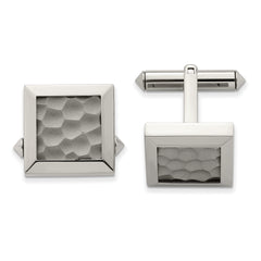 Chisel Titanium Polished and Hammered Cuff Links