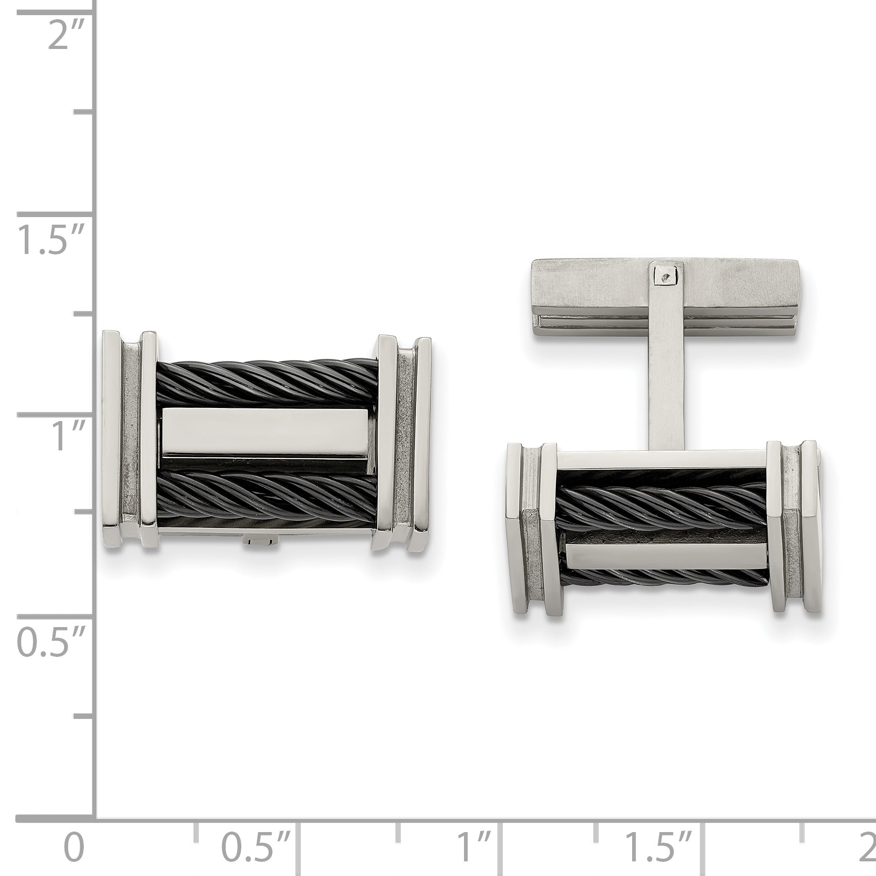 Chisel Titanium Polished Black IP-plated Wire Cuff Links