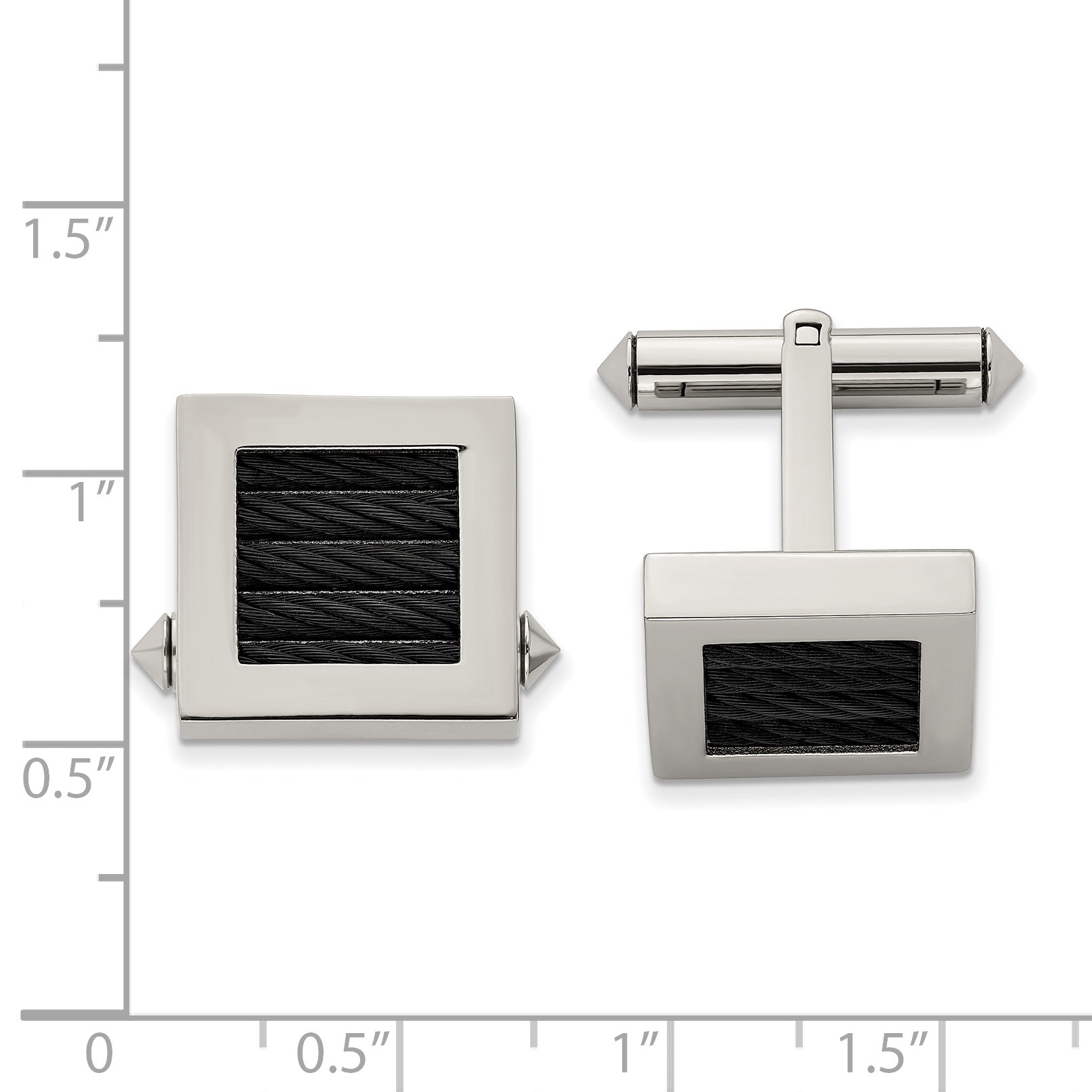 Chisel Titanium Polished Black IP-plated Wire Cufflinks