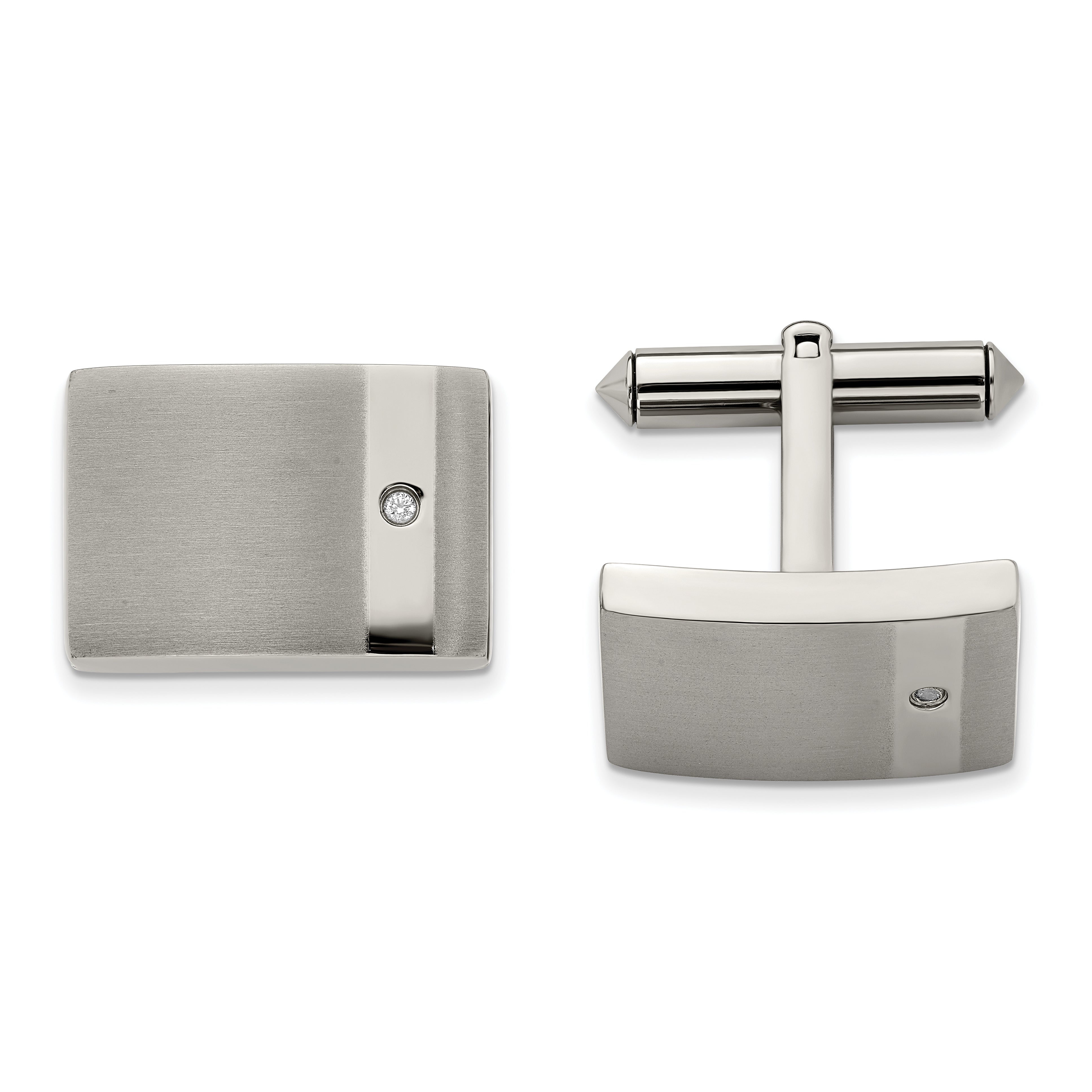 Chisel Titanium Brushed and Polished with CZ Cufflinks