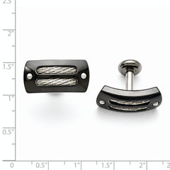 Titanium and Sterling Silver Cuff Links with Polished Cable Inlay