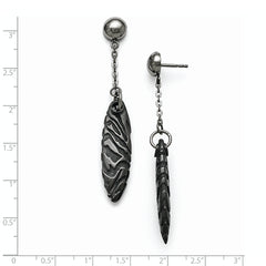 Titanium/Ster.Sil Black Ti Polished Etched Post Dangle Earrings
