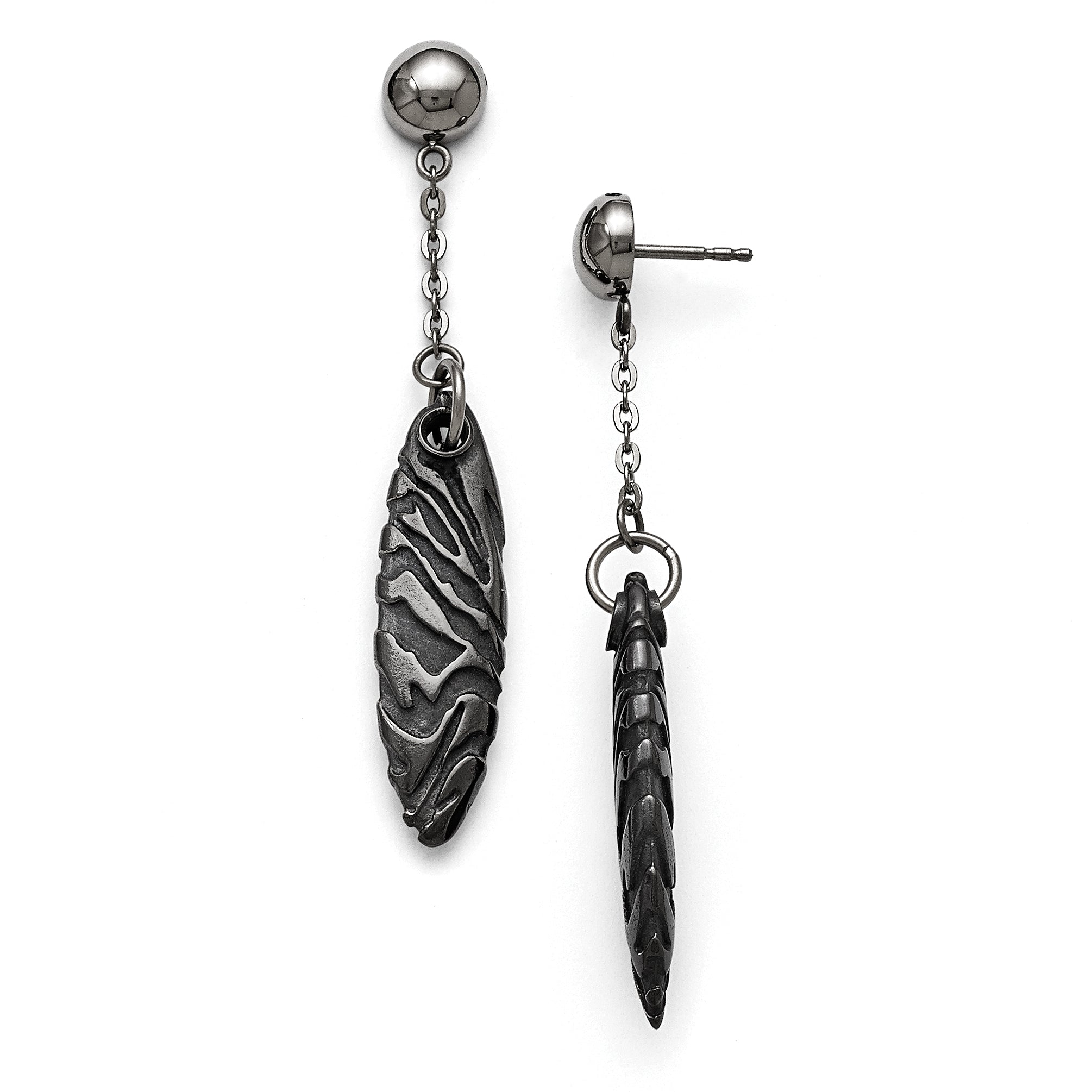 Titanium/Ster.Sil Black Ti Polished Etched Post Dangle Earrings Main image
