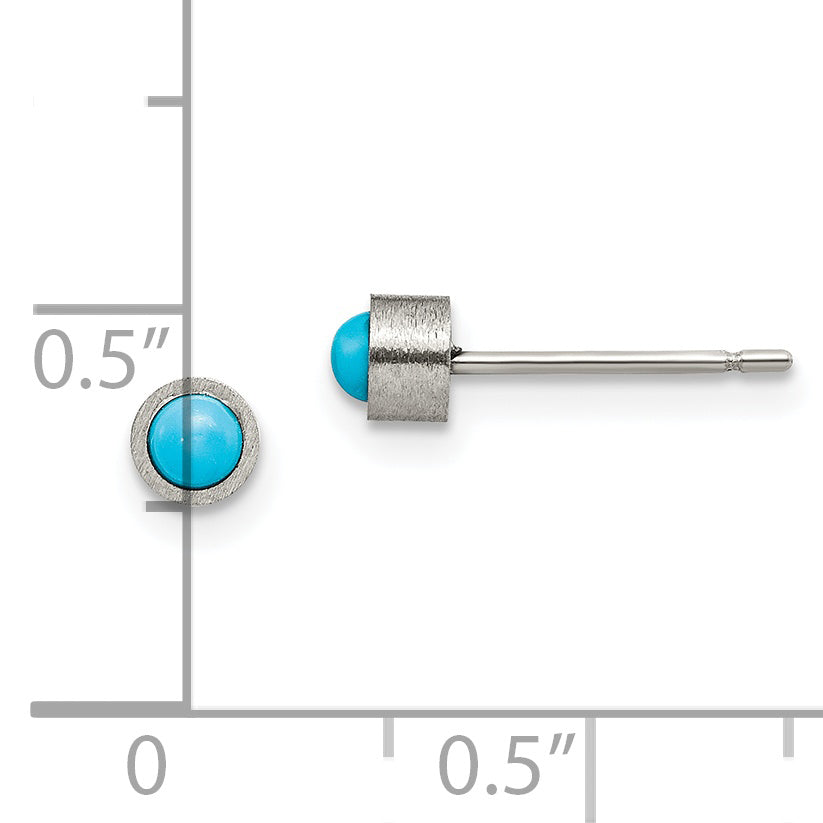 Turquoise Stud Earrings in Brushed Titanium, 4mm