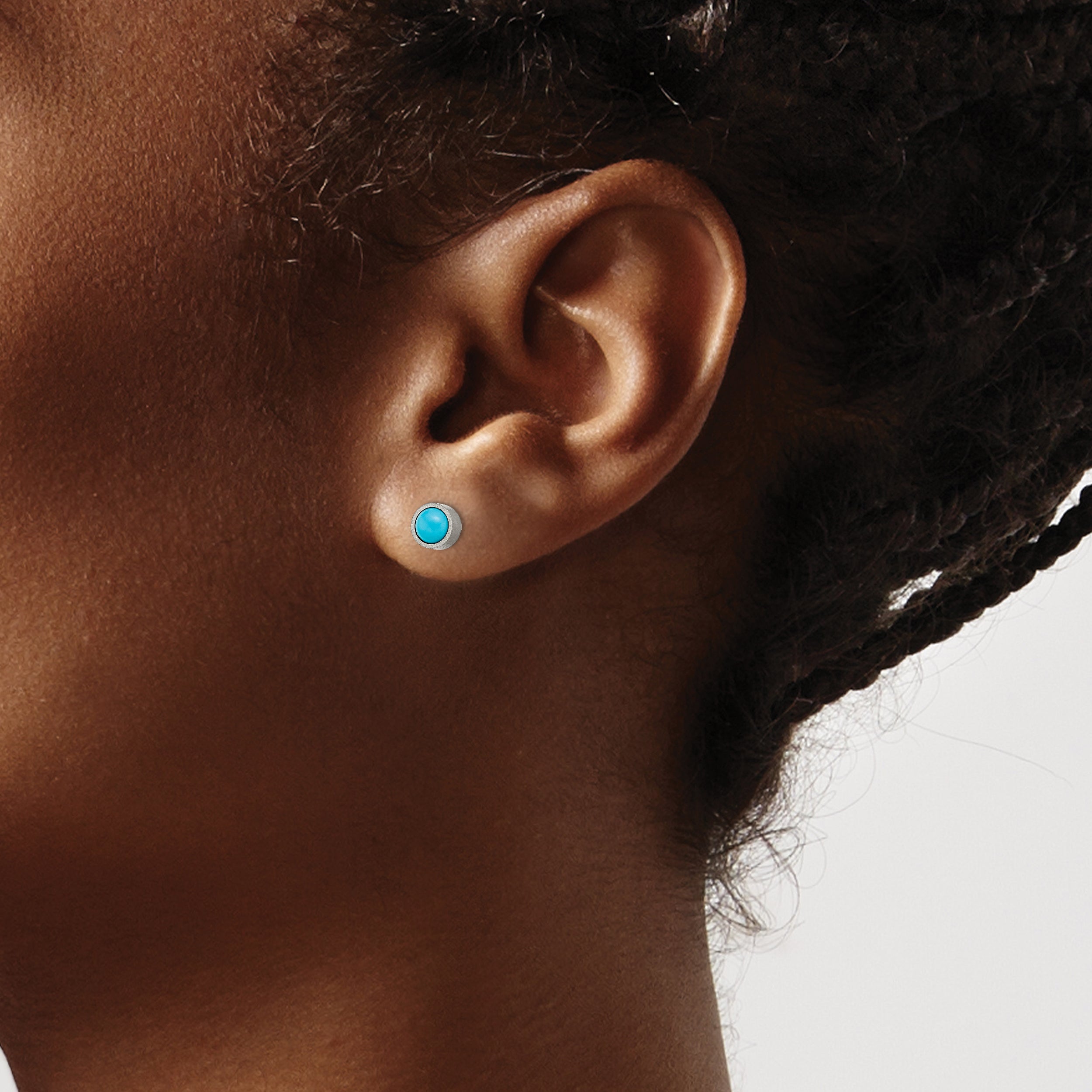 Chisel Titanium Brushed Turquoise 5mm Stud Earrings
