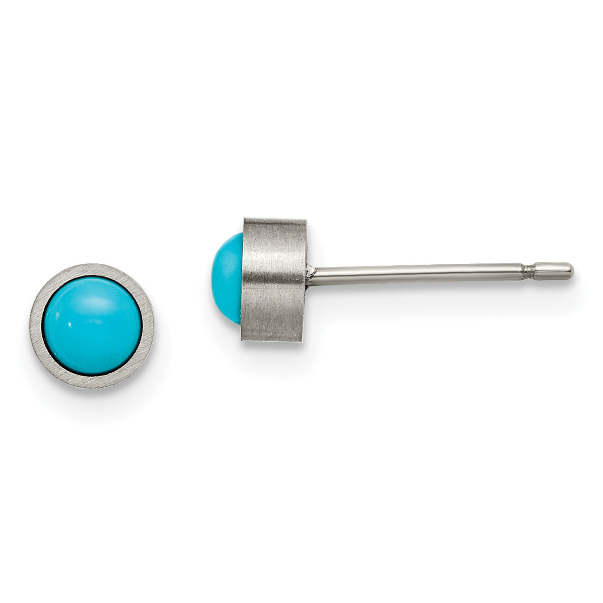 Chisel Titanium Brushed Turquoise 5mm Stud Earrings