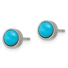 Chisel Titanium Brushed Turquoise 6mm Stud Earrings