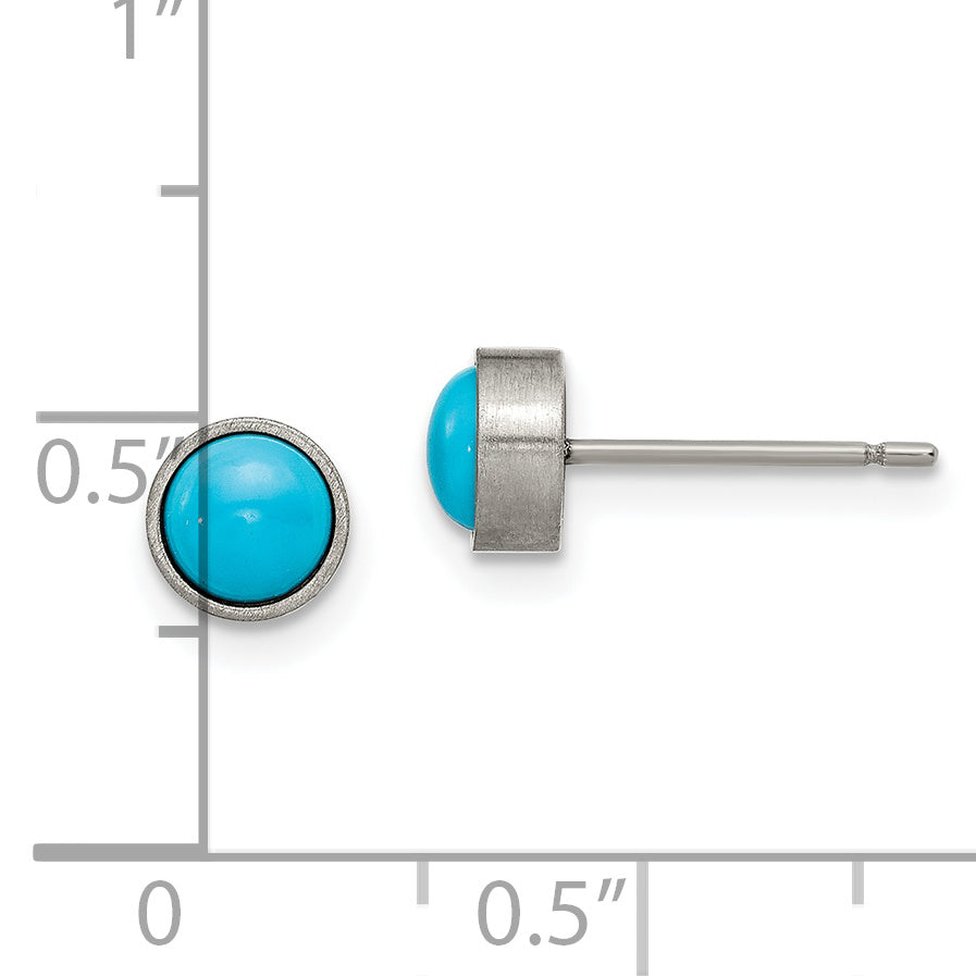 Chisel Titanium Brushed Turquoise 6mm Stud Earrings