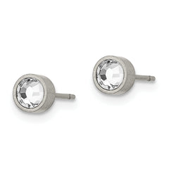 Chisel Titanium Brushed CZ 5mm Stud Earrings