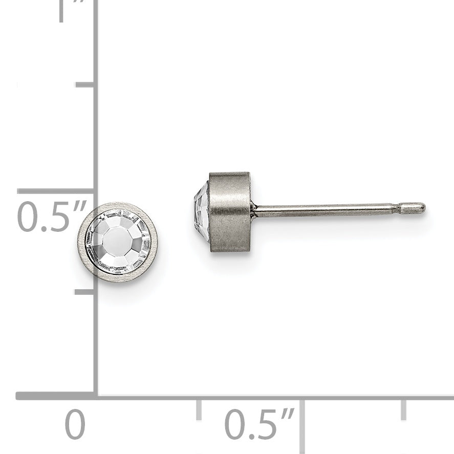 Chisel Titanium Brushed CZ 5mm Stud Earrings