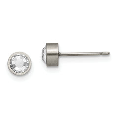 Chisel Titanium Brushed CZ 5mm Stud Earrings