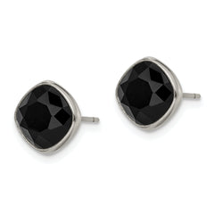 Chisel Titanium Polished Faceted Black Crystal Post Earrings