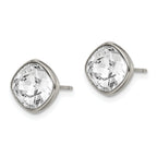 Faceted Crystal Square Stud Earrings in Titanium