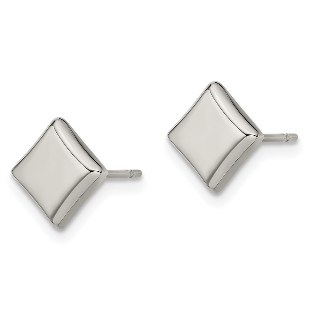 Polished Square Stud Earrings in Titanium, 7mm