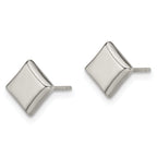 Polished Square Stud Earrings in Titanium, 7mm