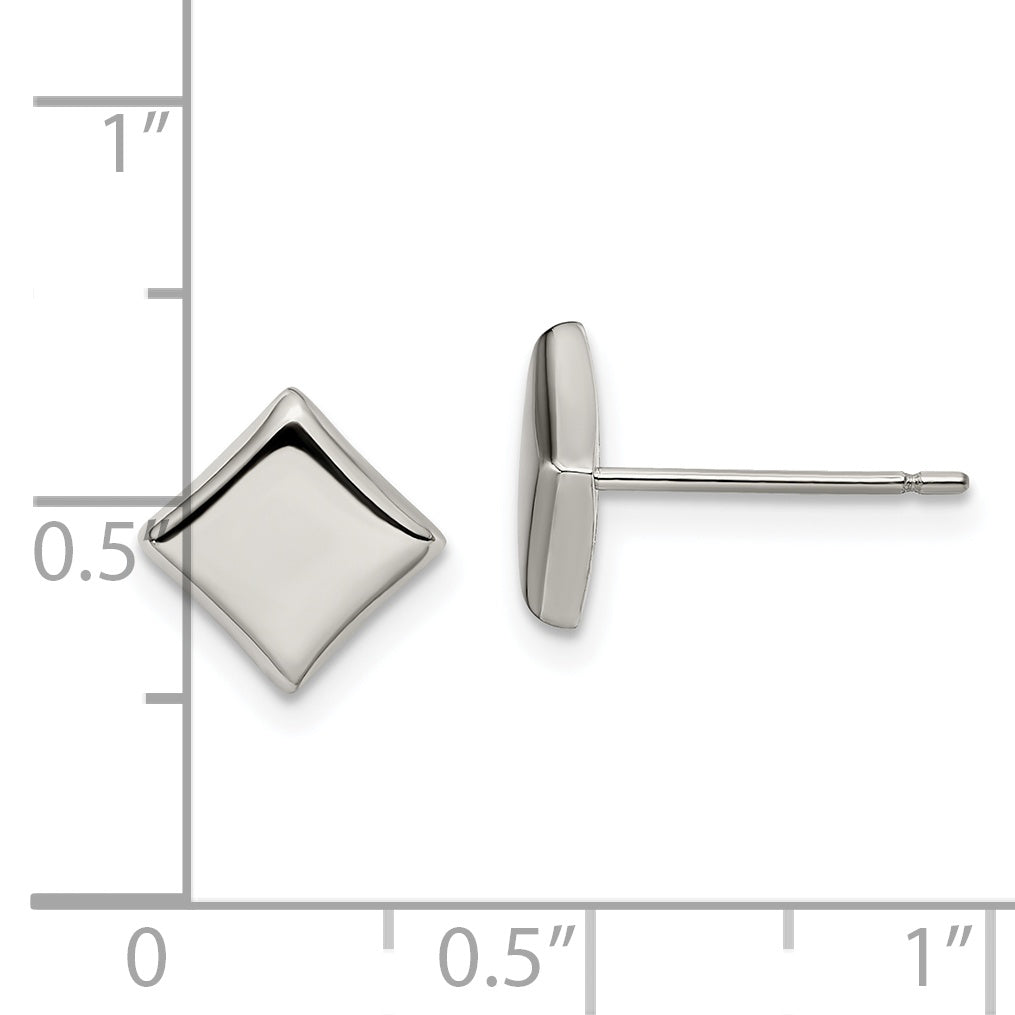 Polished Square Stud Earrings in Titanium, 7mm