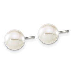 Chisel Titanium Polished 7.75mm Imitation Pearl Post Earrings