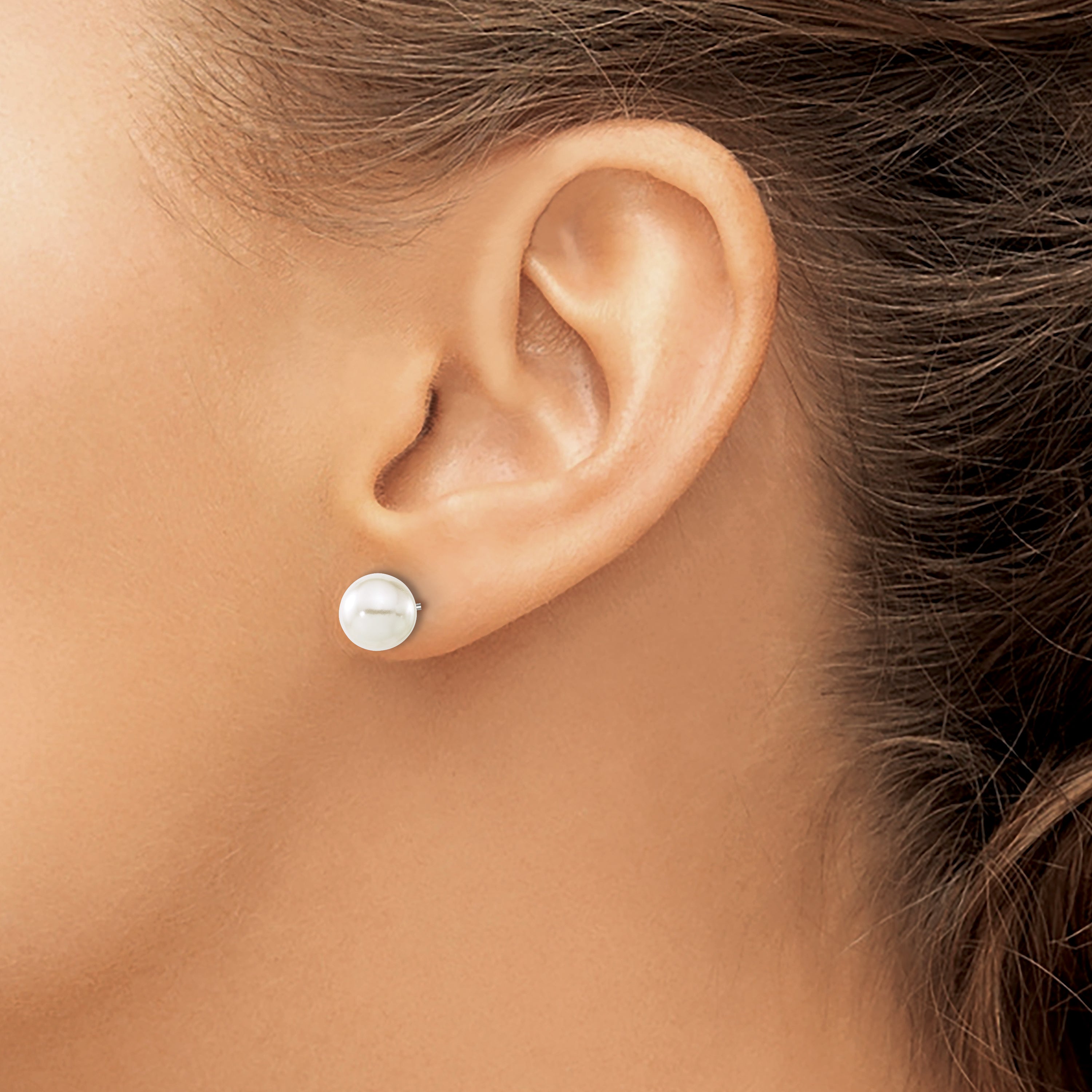 Chisel Titanium Polished 7.75mm Imitation Pearl Post Earrings