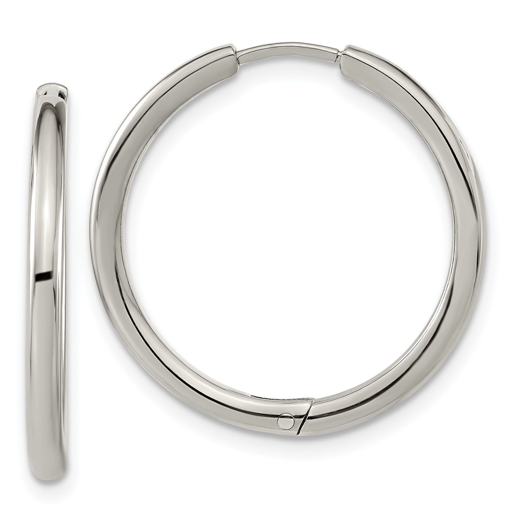 Chisel Titanium Polished 2.1mm Hinged Hoop Earrings