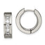 Chisel Titanium Polished CZ 5mm Hinged Hoop Earrings