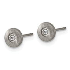 Chisel Titanium Brushed CZ Post Earrings