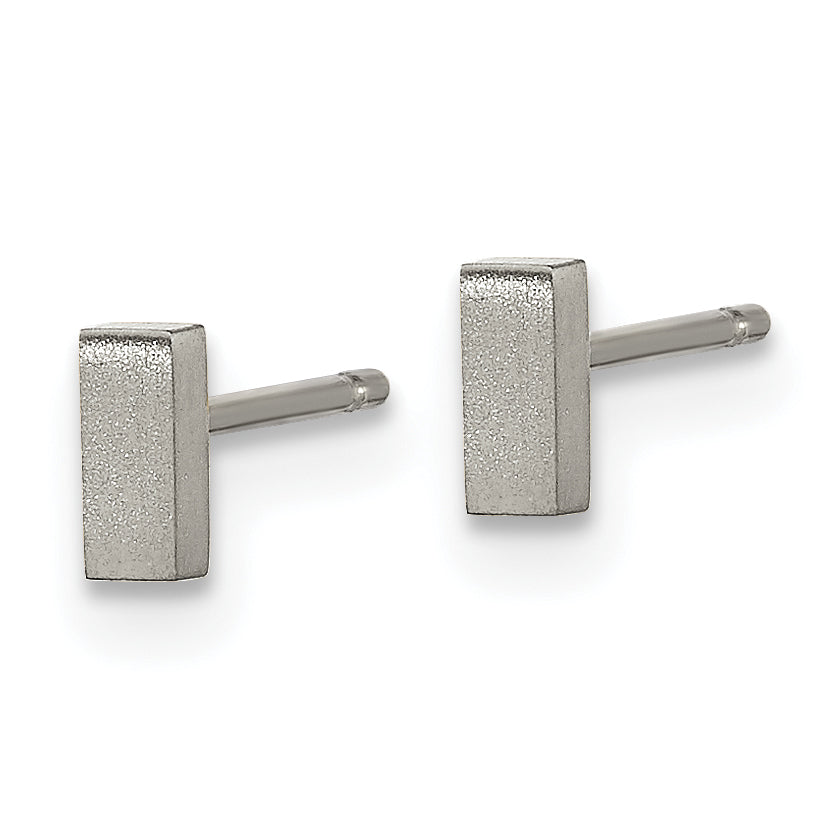 Chisel Titanium Brushed Rectangle Post Earrings