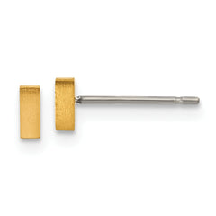 Chisel Titanium Brushed Yellow IP-plated Rectangle Post Earrings