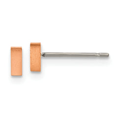 Chisel Titanium Brushed Rose IP-plated Rectangle Post Earrings