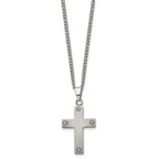 Sophia Jewelers Men's Titanium Brushed Cross Necklace Gift Ready